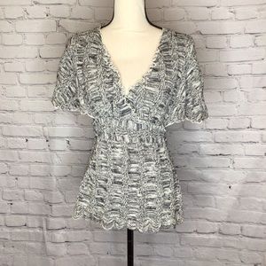 Philosophy Republic Black Space Dye Cotton Knit Short Sleeve Sweater PM